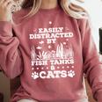 Easily Distracted By Fish Tanks And Cats Lover Introvert Comfort Colors Sweatshirt Crimson