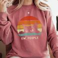 Ew People Retro Cat Cat Lover Introvert Comfort Colors Sweatshirt Crimson