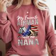 My Favorite Airman Calls Me Nana Air Force Graduation Nana Comfort Colors Sweatshirt Crimson