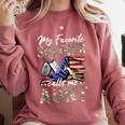 My Favorite Soldier Calls Me Aunt US Army Graduation Aunt Comfort Colors Sweatshirt Crimson