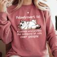 Felinetrovert Definition Cat Lover Introvert Humor Cats Comfort Colors Sweatshirt Crimson