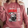 Fun Trendy UFO Sloth Graduation Class Of 2024 Senior Comfort Colors Sweatshirt Crimson