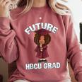 Future HBCU Grad Girl Wearing Graduation Gown Comfort Colors Sweatshirt Crimson