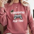 Gamers Graduation I Graduated Play Time Gamer Comfort Colors Sweatshirt Crimson