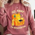 Go Away I'm Introverting Cat Coffee Headphones Comfort Colors Sweatshirt Crimson