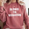 Go Away I'm Introverting Humor Sarcastic Geek Gamer Jokes Comfort Colors Sweatshirt Crimson