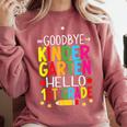 Goodbye Kinder Garten Hello 1st Grade Graduation 2024 Comfort Colors Sweatshirt Crimson