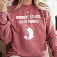 Goodbye School Hello Fishing Graduation T-Shirt Comfort Colors Sweatshirt Crimson