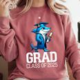 Grad Class Of 2025 Boys Shark Graduation Graduated Comfort Colors Sweatshirt Crimson