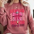 Graduate 2025 For Senior 2025 Graduation Coquette Pink Bow Comfort Colors Sweatshirt Crimson
