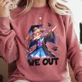 We Out Graduate Dabbing Anime Girl Grad Graduation Comfort Colors Sweatshirt Crimson
