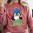 Graduate Penguin Class Of 2025 Kids Graduation Comfort Colors Sweatshirt Crimson