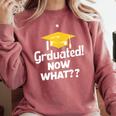 I Graduated Now What Congratulations Graduation Comfort Colors Sweatshirt Crimson