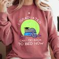 I Graduated Can I Go Back To Bed Now Cat Graduation For Men Women Girls Kids Comfort Colors Sweatshirt Crimson
