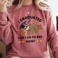 I Graduated Can I Go Back To Bed Sloth Graduation Cap Comfort Colors Sweatshirt Crimson