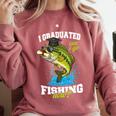 I Graduated Can I Go Fishing Now 2025 Graduation Fisher Comfort Colors Sweatshirt Crimson