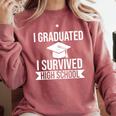 I Graduated I Survived High School Graduation Comfort Colors Sweatshirt Crimson