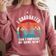 I Graduated Can I Unpause My Game Now Retro Graduation Comfort Colors Sweatshirt Crimson