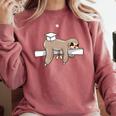 Graduation 2022 PhD Sloth Bachelor Master School Doctor Comfort Colors Sweatshirt Crimson