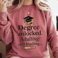 Graduation 2025 Degree Unlocked Adulting Still Loading Comfort Colors Sweatshirt Crimson