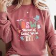 Groovy DSW Doctor Of Social Work Graduation DSW Graduate Comfort Colors Sweatshirt Crimson