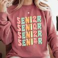 Groovy Senior Graduation Cute Groovy Senior Class Of 2024 Comfort Colors Sweatshirt Crimson