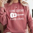 I Like Guitar & Maybe 3 People Music Introvert Guitar Comfort Colors Sweatshirt Crimson