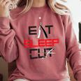 Haircutter Barber Eat Sleep Cut Barbering Graduation Comfort Colors Sweatshirt Crimson