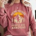 Hiking Because People Are Annoying Introvert Comfort Colors Sweatshirt Crimson