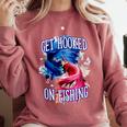 Hooked On Fishing Introvert Sayings Antisocial Quotes Comfort Colors Sweatshirt Crimson