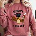 Hoot I Did It Grad Owl Holding Graduation Diploma Congrats Comfort Colors Sweatshirt Crimson