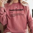 Hunt-Trovert Hunting Camo Woods Introvert Comfort Colors Sweatshirt Crimson