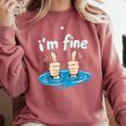 I'm Fine Drowning Thumbs Up Introvert Meme Humor Comfort Colors Sweatshirt Crimson