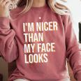 I'm Nicer Than My Face Looks Introverted Introverts Comfort Colors Sweatshirt Crimson