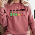 Introvert Cute My Social Battery Comfort Colors Sweatshirt Crimson