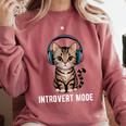 Introvert Mode Cat With Headphones Kitten Lover Comfort Colors Sweatshirt Crimson