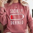 Introvert Socially Drained Battery Comfort Colors Sweatshirt Crimson