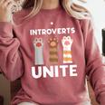 Introvert Unite Kitty Paws Raise Introverted Gathering Comfort Colors Sweatshirt Crimson