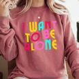 Introvert I Want To Be Alone Retro Wavy Comfort Colors Sweatshirt Crimson