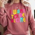 Introvert I Want To Be Alone Retro Wavy Comfort Colors Sweatshirt Crimson Introvert I Want To Be Alone Retro Wavy Comfort Colors Sweatshirt Crimson