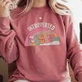 Introverted But Willing To Discuss Cats Rainbow Comfort Colors Sweatshirt Crimson