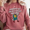 Introverted But Willing To Discuss Video Games Introvert Comfort Colors Sweatshirt Crimson