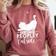 It's Way Too Peopley Outside Cute Cat Introvert Comfort Colors Sweatshirt Crimson