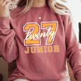 Junior Class 2027 Graduation Back To School Orange Letters Premium Tri-Blend Comfort Colors Sweatshirt Crimson