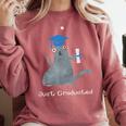 Just Graduated Cat With Graduation Cap And Diploma For Men Women Girls Kids Comfort Colors Sweatshirt Crimson