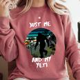 Just Me And My Yeti Retro Sunset Mountain Hiking Introvert Comfort Colors Sweatshirt Crimson