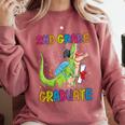 Kids 2nd Grade Graduate Dinosaur Trex 2nd Grade Graduation Comfort Colors Sweatshirt Crimson