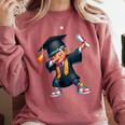 Kids Boys Grad Dabbing Graduation Class Of 2025 Comfort Colors Sweatshirt Crimson