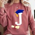 Kids Initial J Letter For Boys Preschool Graduation Kindergarten Comfort Colors Sweatshirt Crimson