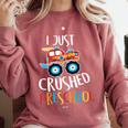 Kids I Just Crushed Preschool Monster Graduation Pre-K Shirt Comfort Colors Sweatshirt Crimson